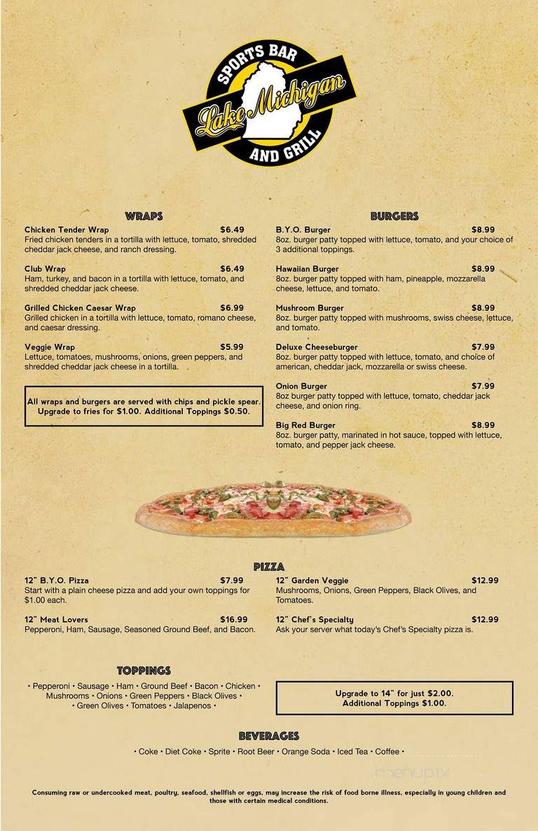 Lake Michigan Sports Bar - Walker, MI menu_pic