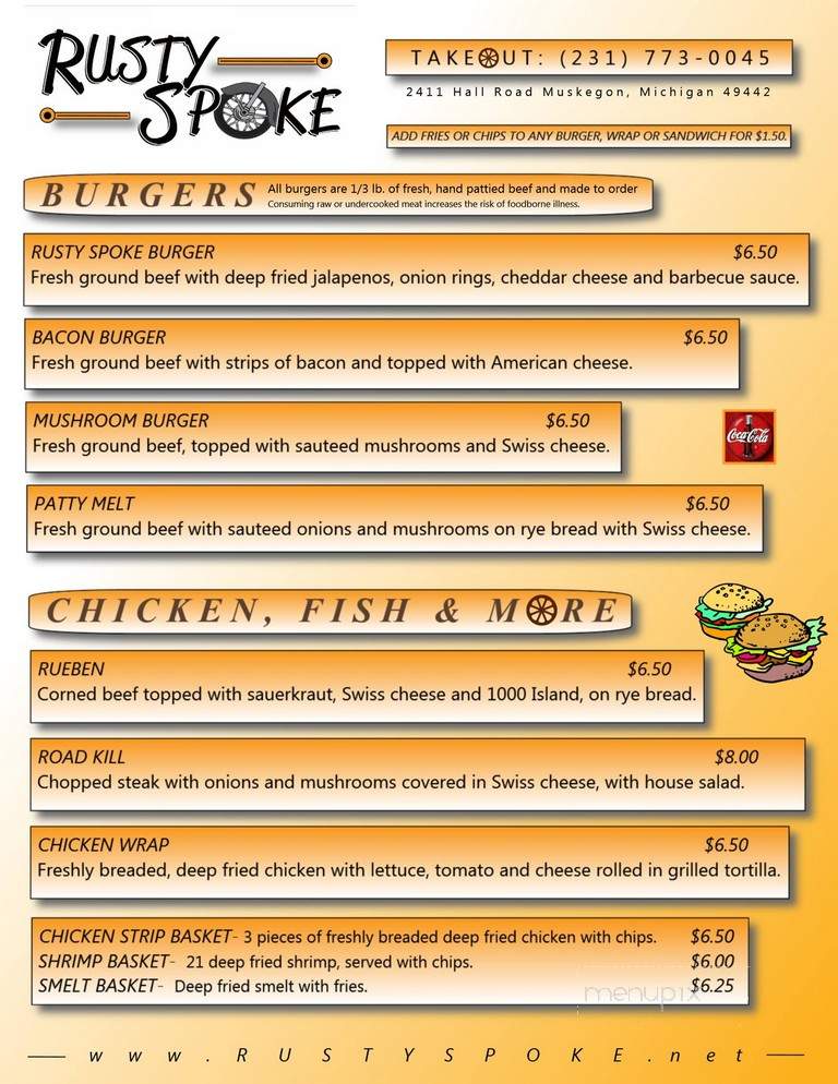Rusty Spoke - Muskegon, MI menu_pic