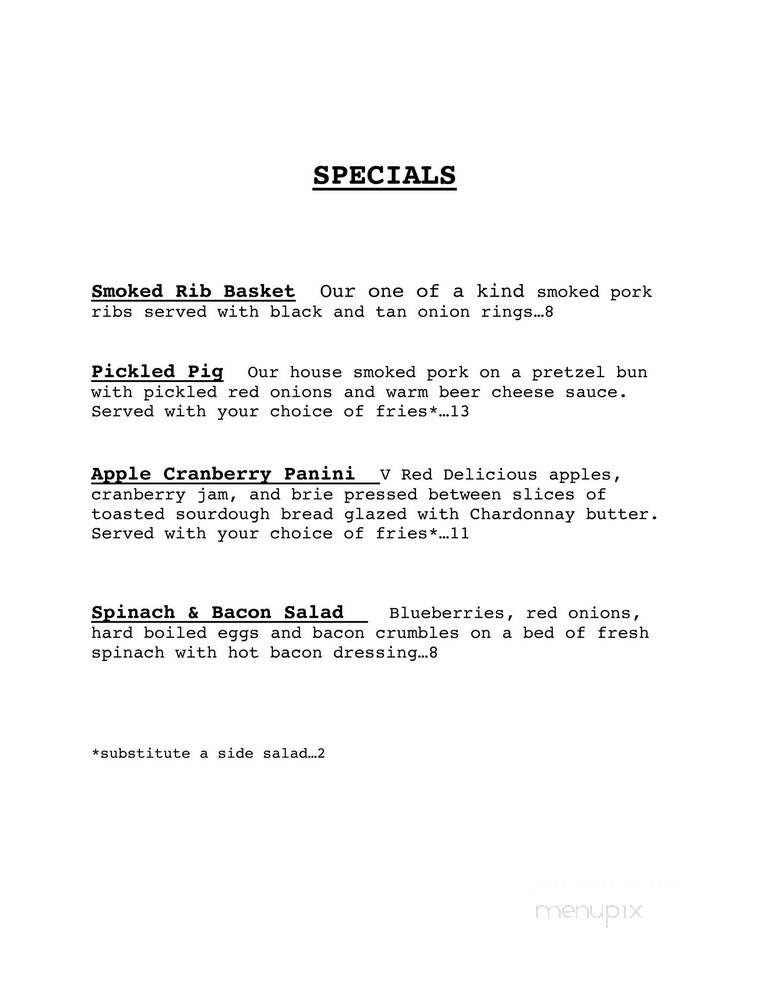 The Continental Fire Company - Houghton, MI menu_pic
