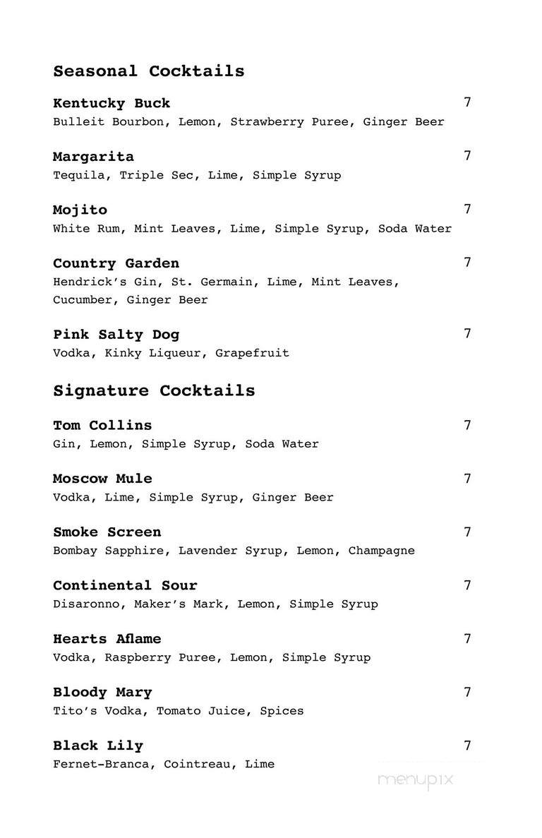 The Continental Fire Company - Houghton, MI menu_pic