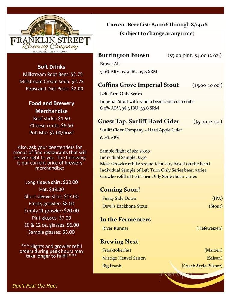 Franklin Street Brewing Company - Manchester, IA