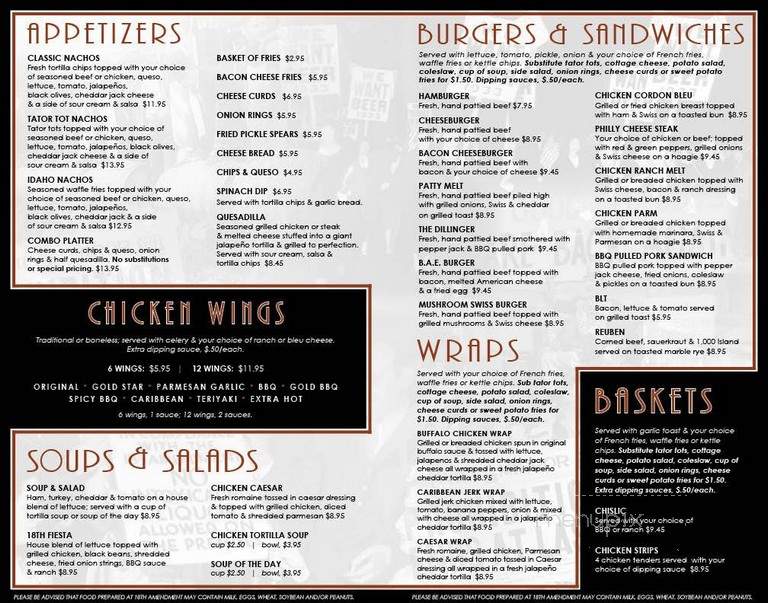 The 18th Amendment - Sioux Falls, SD menu_pic