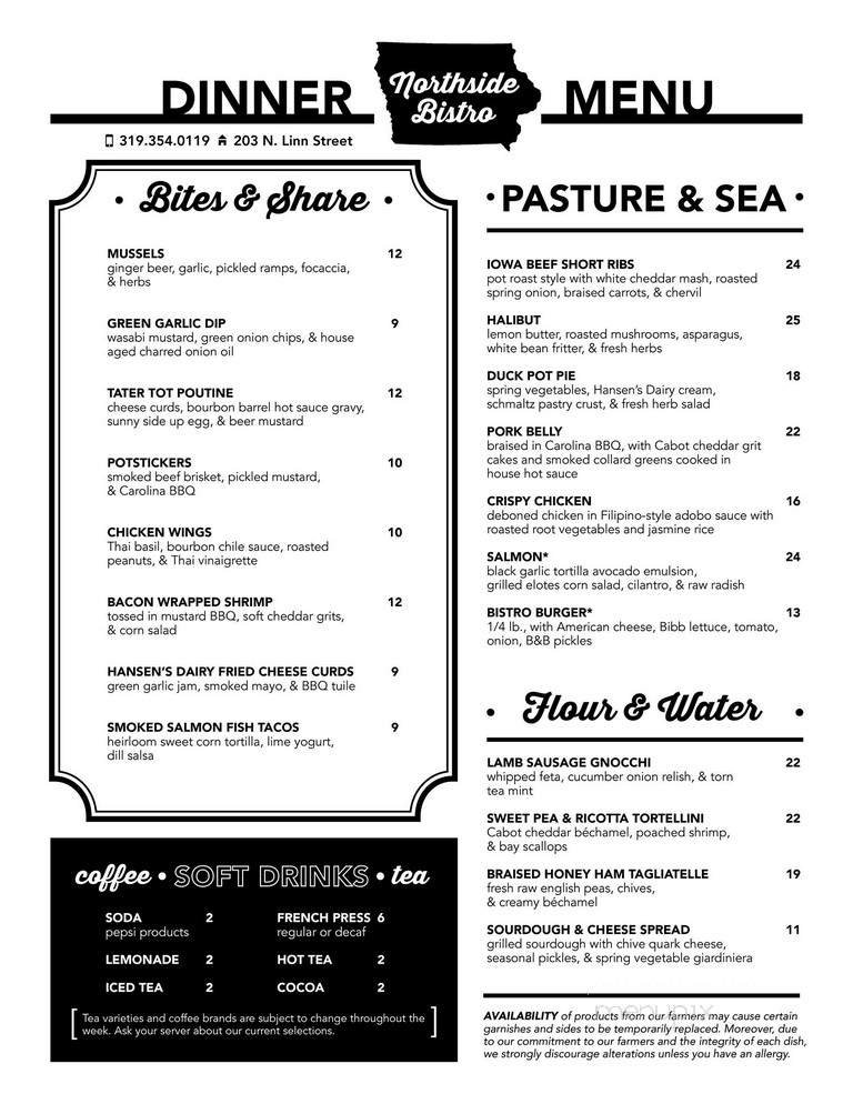 Northside Bistro - Iowa City, IA menu_pic