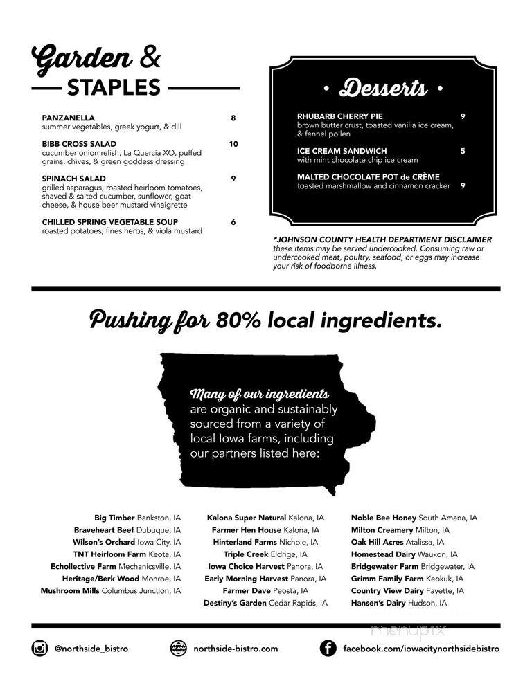Northside Bistro - Iowa City, IA menu_pic