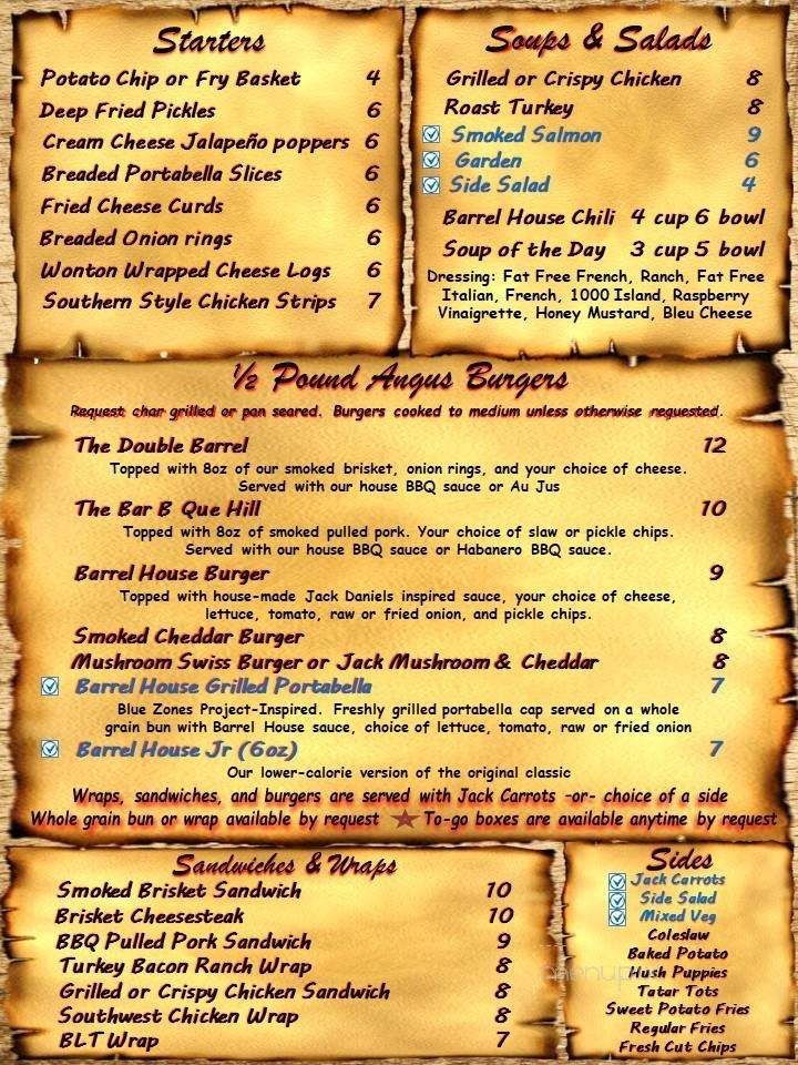 The Barrel House Saloon & Eatery - Juneau, WI menu_pic