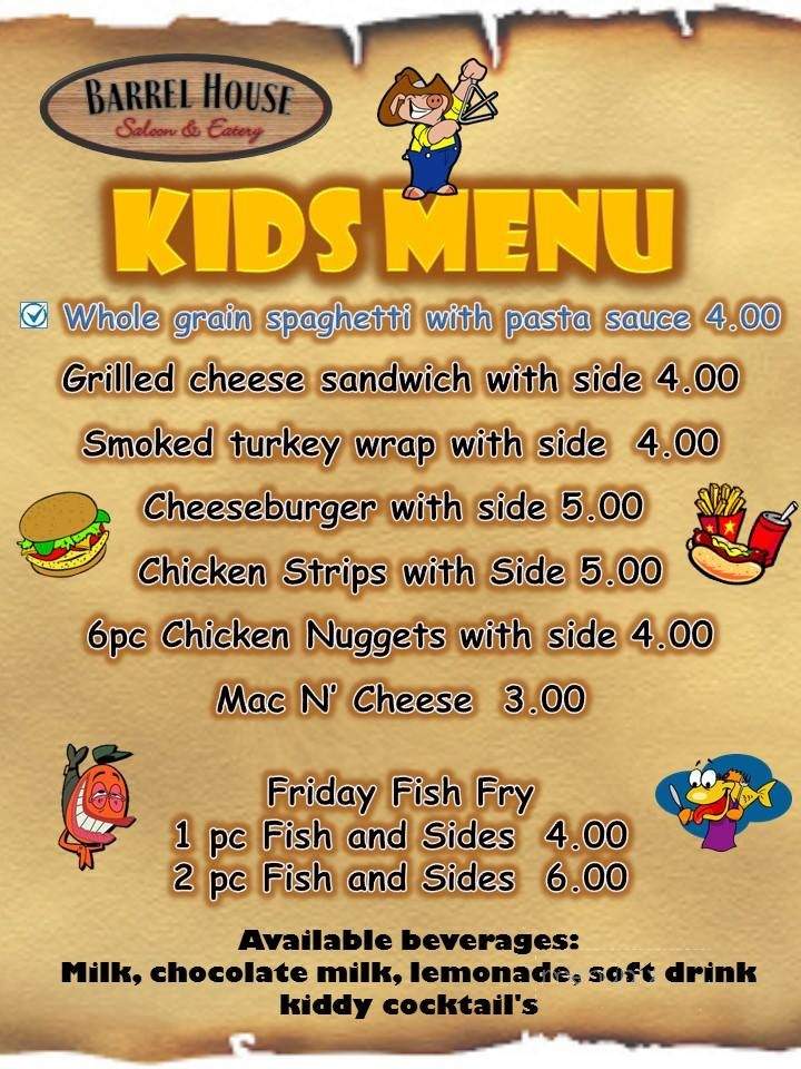 The Barrel House Saloon & Eatery - Juneau, WI menu_pic