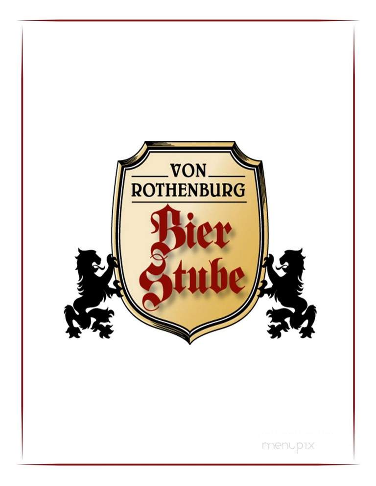 Von Rothenburg Bier Stube - Germantown, WI menu_pic