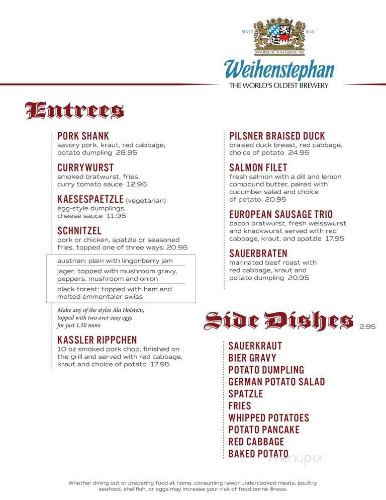 Von Rothenburg Bier Stube - Germantown, WI menu_pic