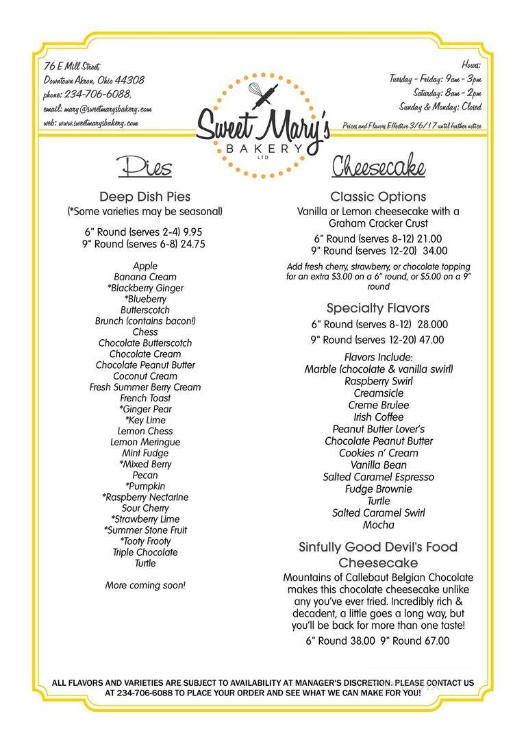 Sweet Mary's Bakery - Akron, OH