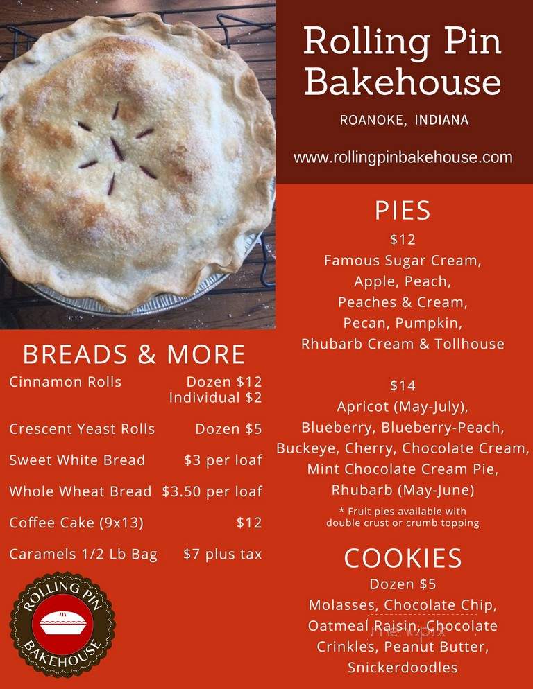 Rolling Pin Bakehouse - Roanoke, IN menu_pic