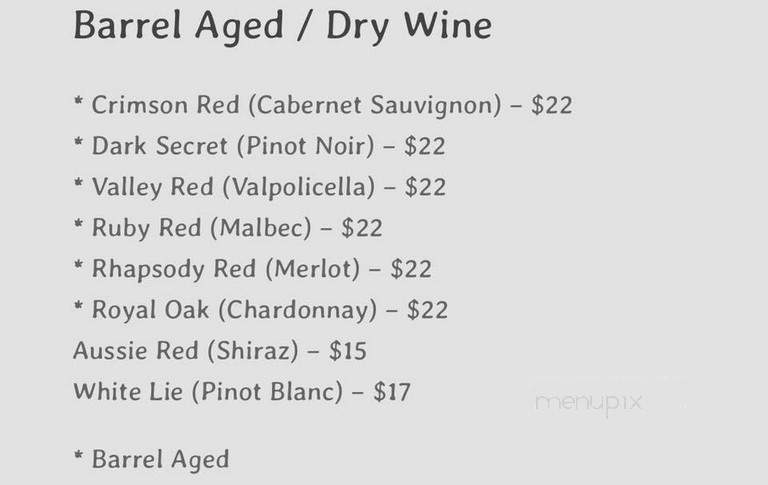 Cedar Creek Winery - Nashville, IN menu_pic