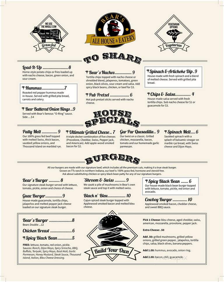 Bear's Place Pizza Parlor - Bloomington, IN menu_pic
