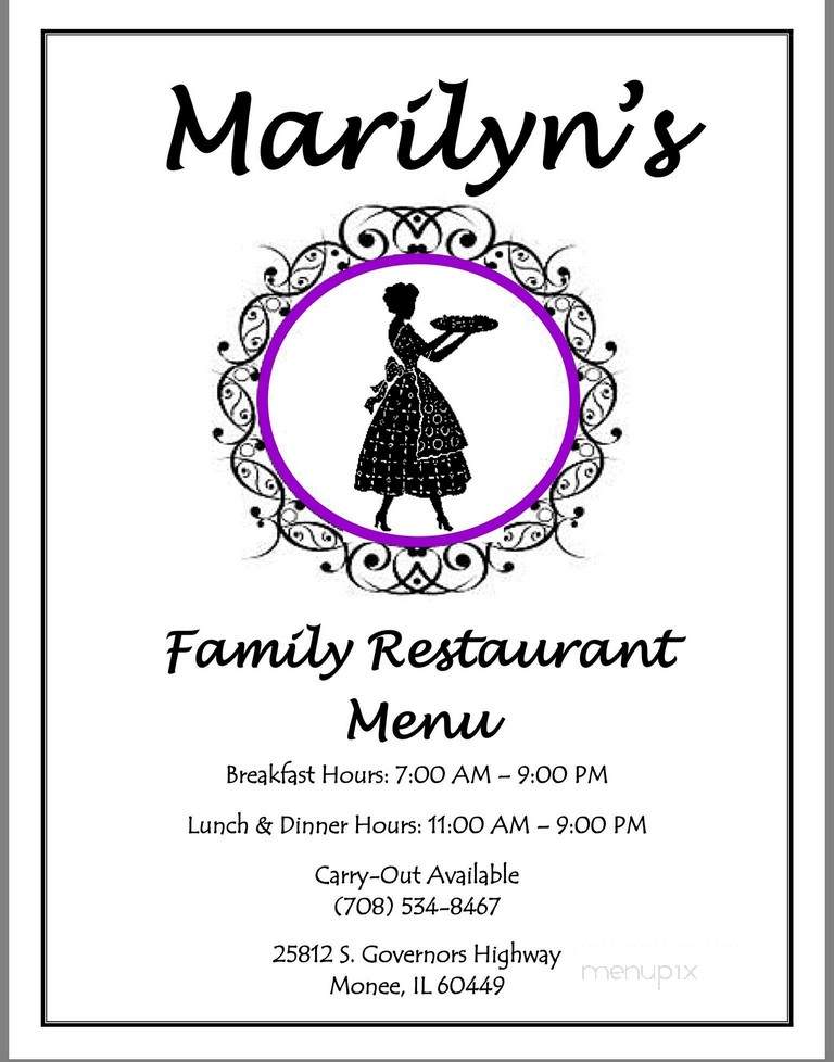 Marilyn's Family Restaurant - Monee, IL menu_pic