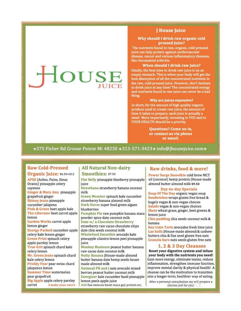 J House Juice - Grosse Pointe Farms, MI