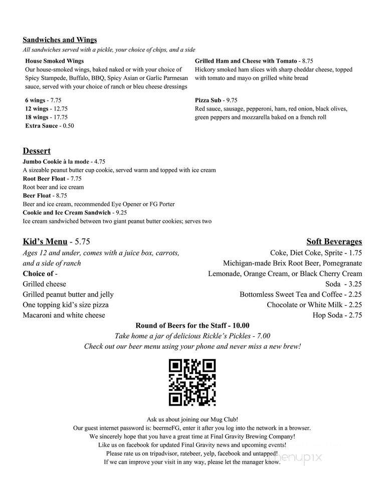 Final Gravity Brewing Company - Decatur, MI menu_pic
