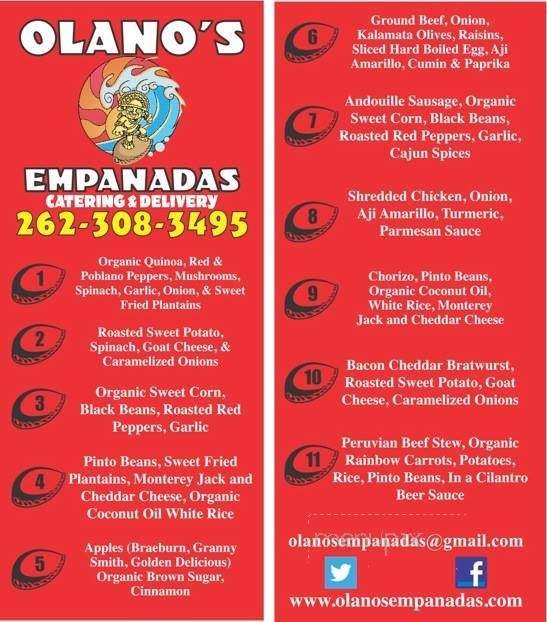 Olano's Empanadas - Kenosha, WI menu_pic