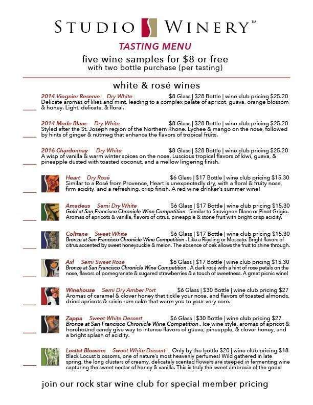 Studio Winery - Lake Geneva, WI menu_pic