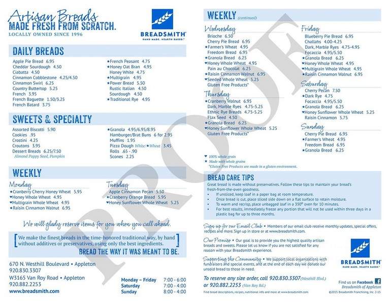 Breadsmith of Appleton East - Appleton, WI menu_pic