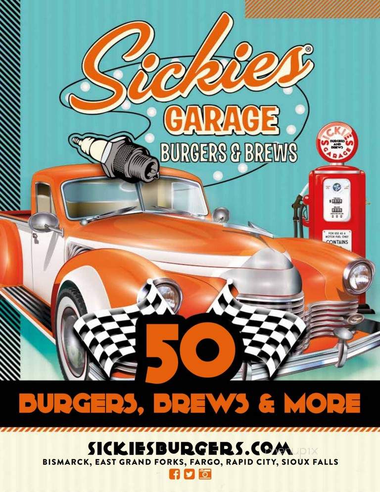Sickies Garage Burgers & Brews - Bismarck, ND menu_pic