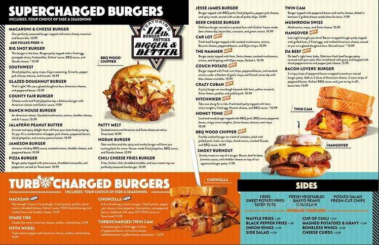 Sickies Garage Burgers & Brews - Bismarck, ND menu_pic