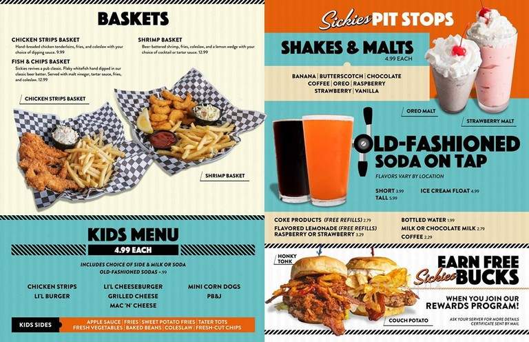 Sickies Garage Burgers & Brews - Bismarck, ND menu_pic