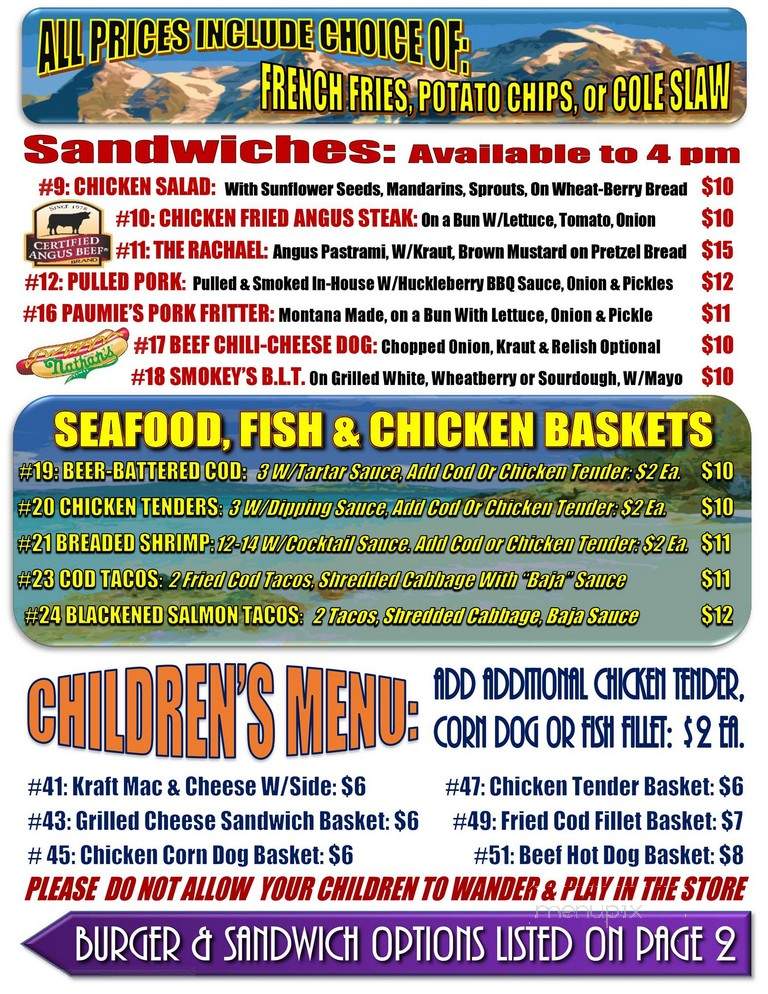 Doe Brothers Restaurant & Soda Fountain - Philipsburg, MT menu_pic