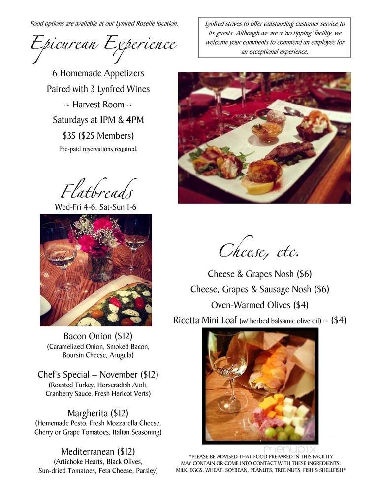 Lynfred Winery - Roselle, IL menu_pic