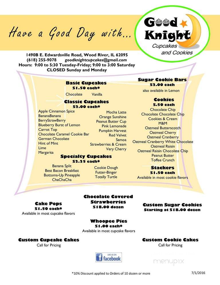 Good Knight Cupcakes and Cookies - Wood River, IL menu_pic