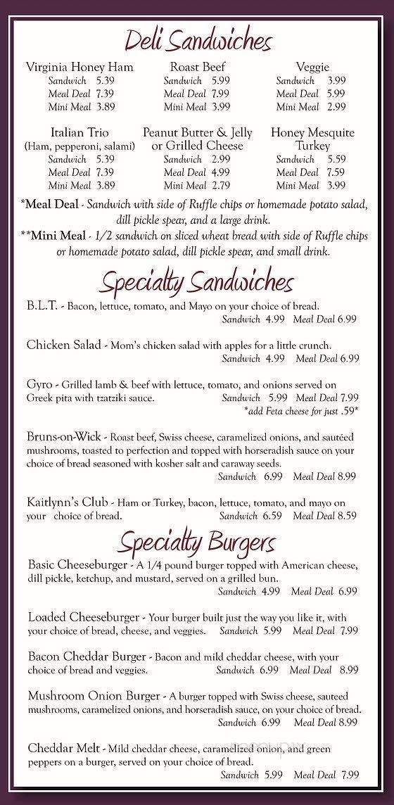 Kaitlynn's - Brunswick, MO menu_pic