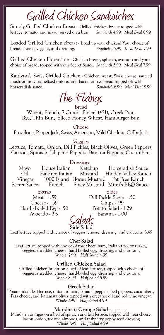 Kaitlynn's - Brunswick, MO menu_pic