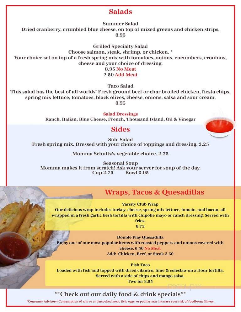 The Varsity Club - New Berlin, WI menu_pic