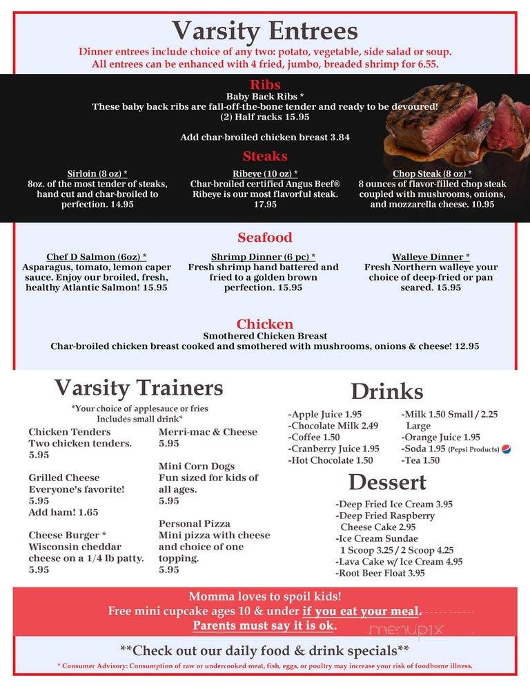 The Varsity Club - New Berlin, WI menu_pic
