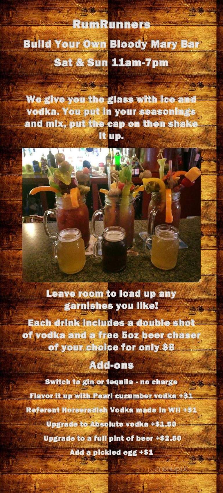 RumRunners - Green Bay, WI menu_pic