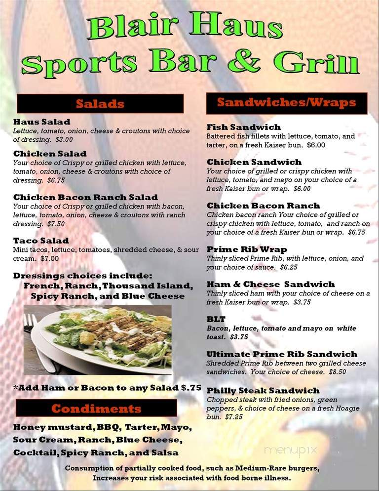 Blair Haus Sports Bar & Grill - Blair, WI menu_pic