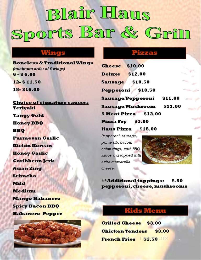 Blair Haus Sports Bar & Grill - Blair, WI menu_pic