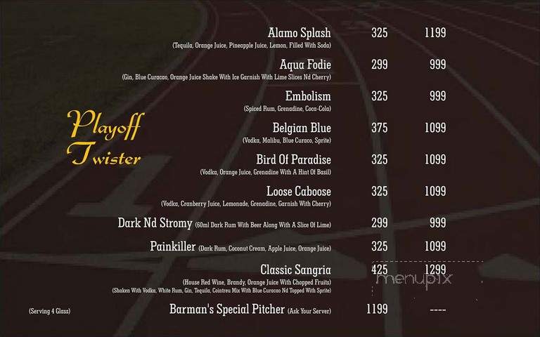 Playoffs Sports Lounge - Minneapolis, MN menu_pic
