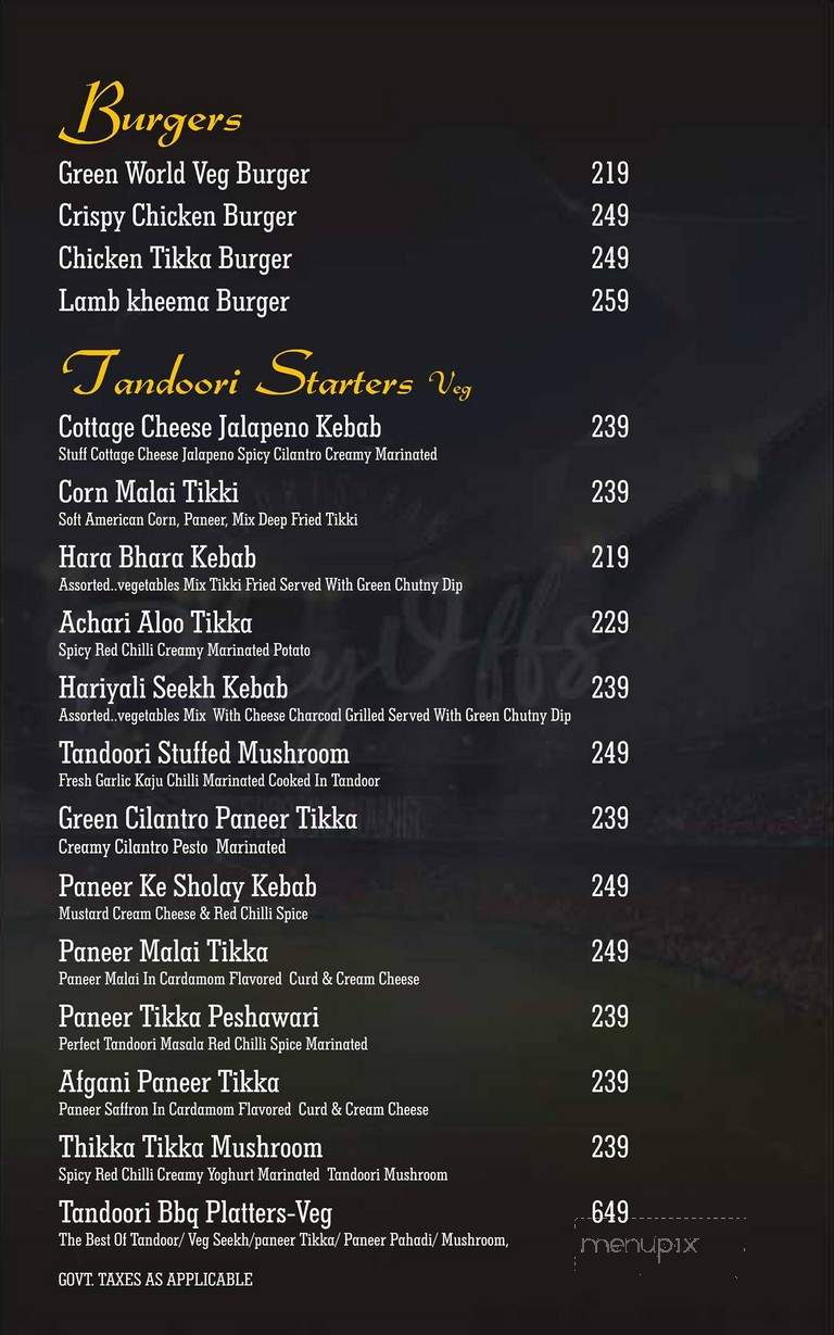 Playoffs Sports Lounge - Minneapolis, MN menu_pic