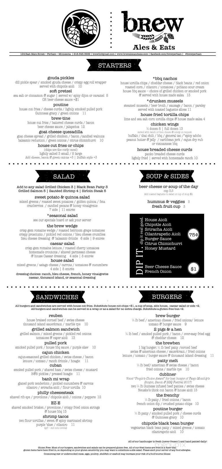 Brew Ales & Eats - Perham, MN menu_pic