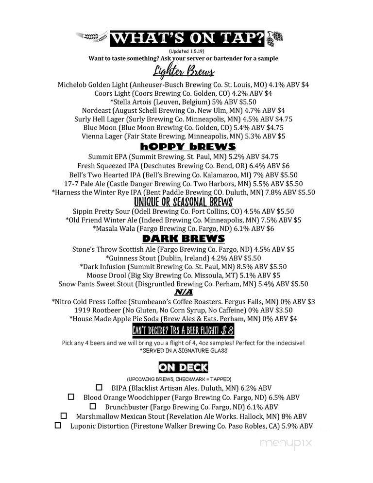 Brew Ales & Eats - Perham, MN menu_pic