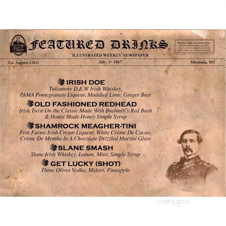 The Thomas Meagher Bar - Missoula, MT menu_pic