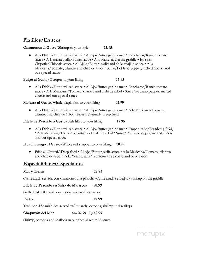 Zocalo Bar & Grill - Vernon Hills, IL menu_pic