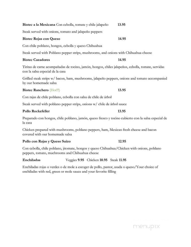 Zocalo Bar & Grill - Vernon Hills, IL menu_pic