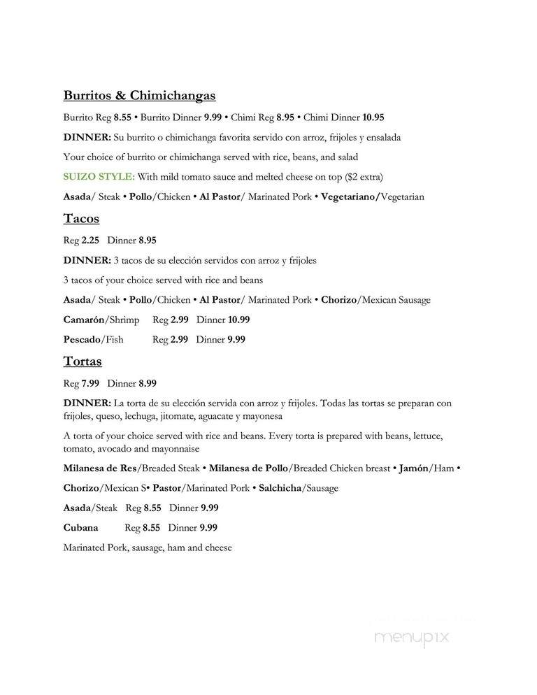 Zocalo Bar & Grill - Vernon Hills, IL menu_pic