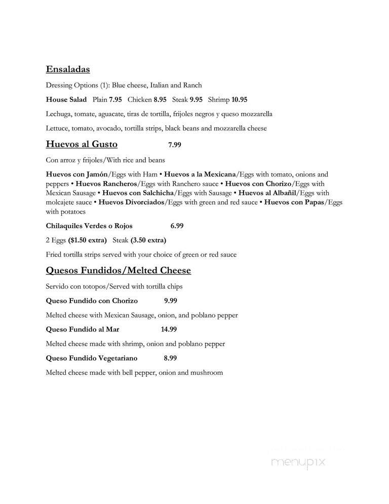 Zocalo Bar & Grill - Vernon Hills, IL menu_pic
