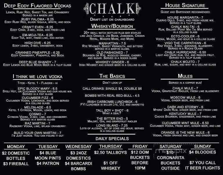 Chalk Craft Beer House - Forest Park, IL menu_pic