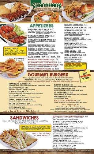 Shanahan's - Woodridge, IL menu_pic