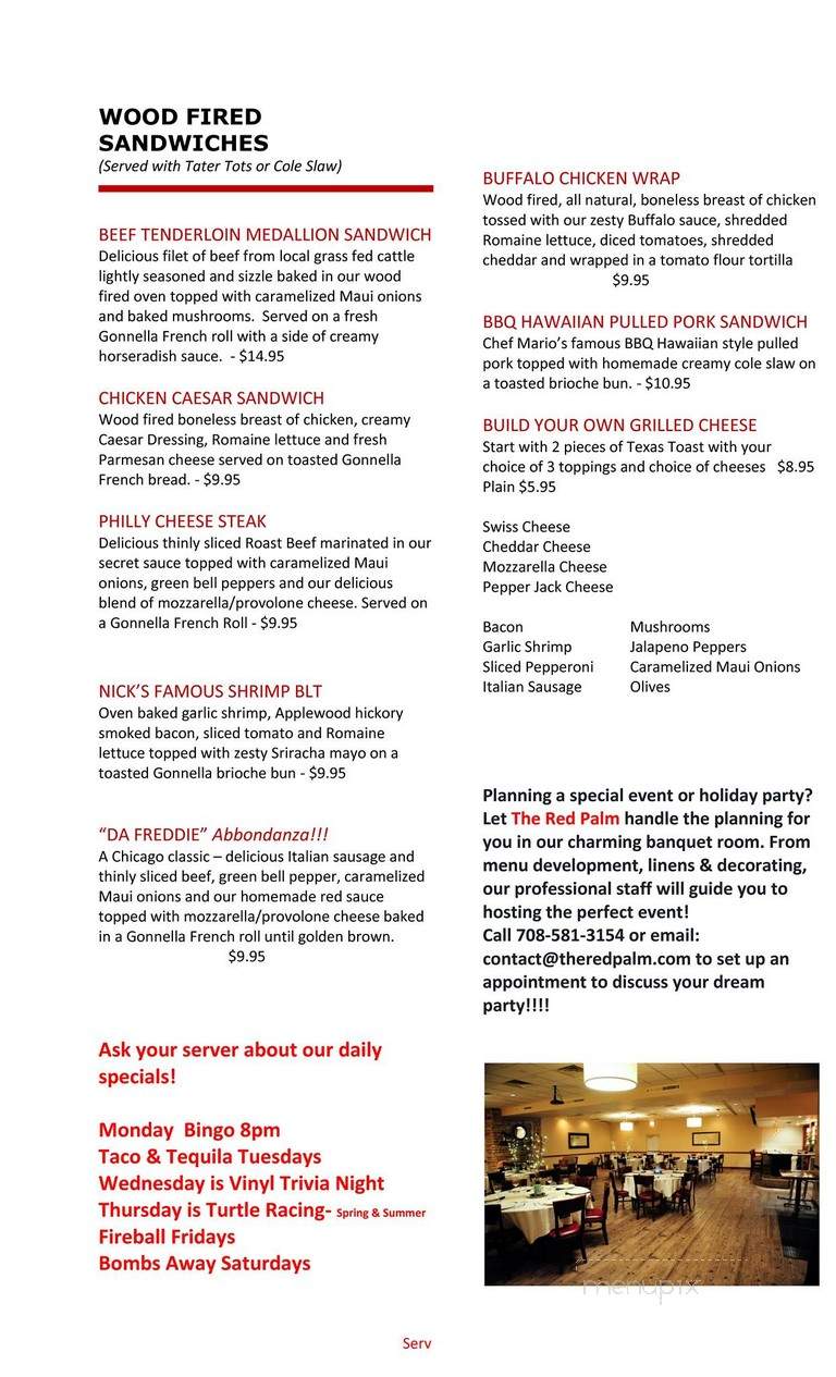 The Red Palm - Evergreen Park, IL menu_pic
