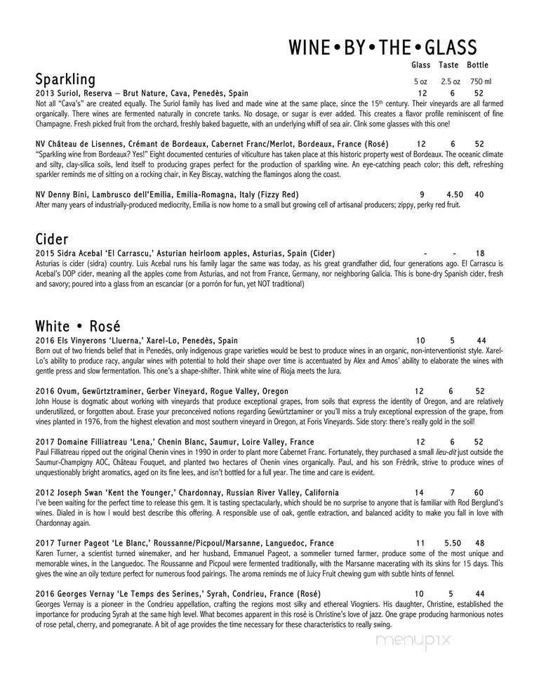 Webster's Wine Bar - Chicago, IL menu_pic