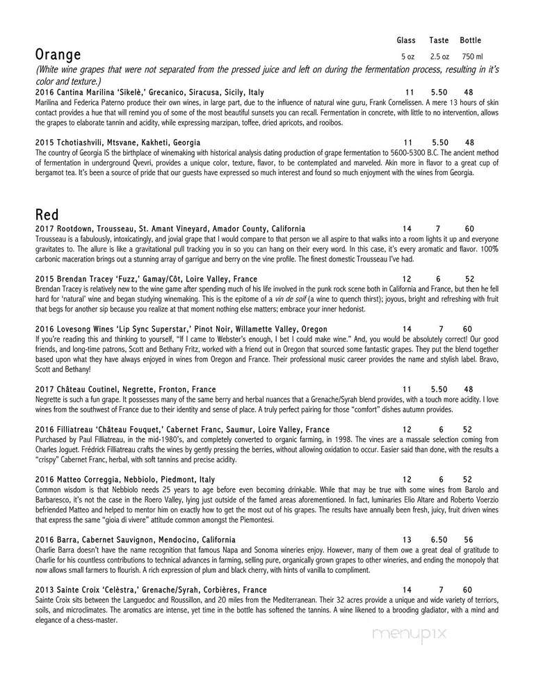 Webster's Wine Bar - Chicago, IL menu_pic