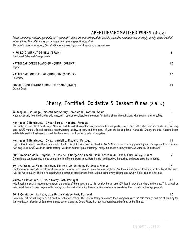 Webster's Wine Bar - Chicago, IL menu_pic